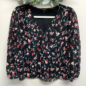 Madewell Black Floral Blouse